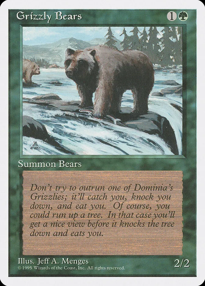 1995 Fourth Edition Grizzly Bears common #250 common card image
