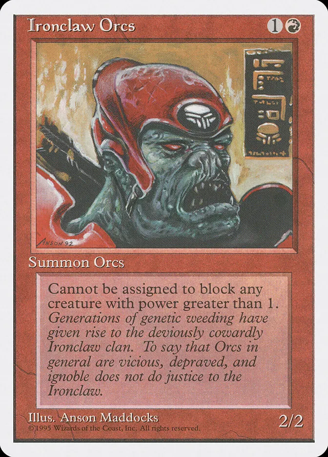 1995 Fourth Edition Ironclaw Orcs common #206 common card image