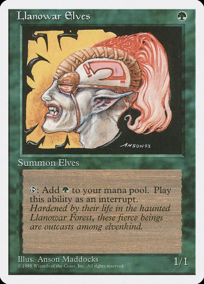 1995 Fourth Edition Llanowar Elves common #261 common card image