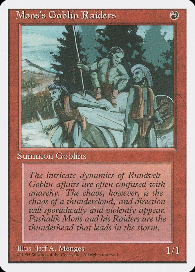 1995 Fourth Edition Mons's Goblin Raiders common #213 common card image