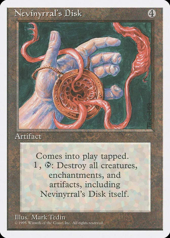 1995 Fourth Edition Nevinyrral's Disk rare #338 rare card image