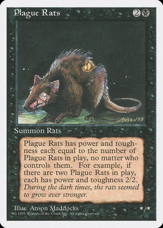 1995 Fourth Edition Plague Rats common #154 common card image
