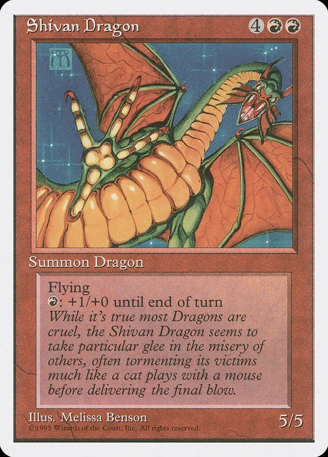 1995 Fourth Edition Shivan Dragon rare #220 rare card image