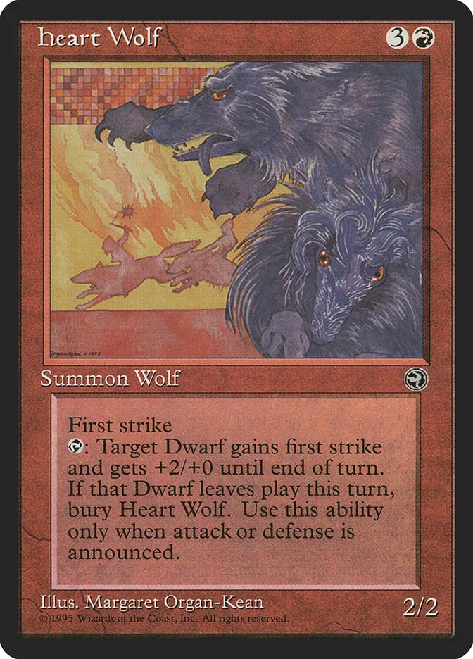 1995 Homelands Heart Wolf rare #75 rare card image