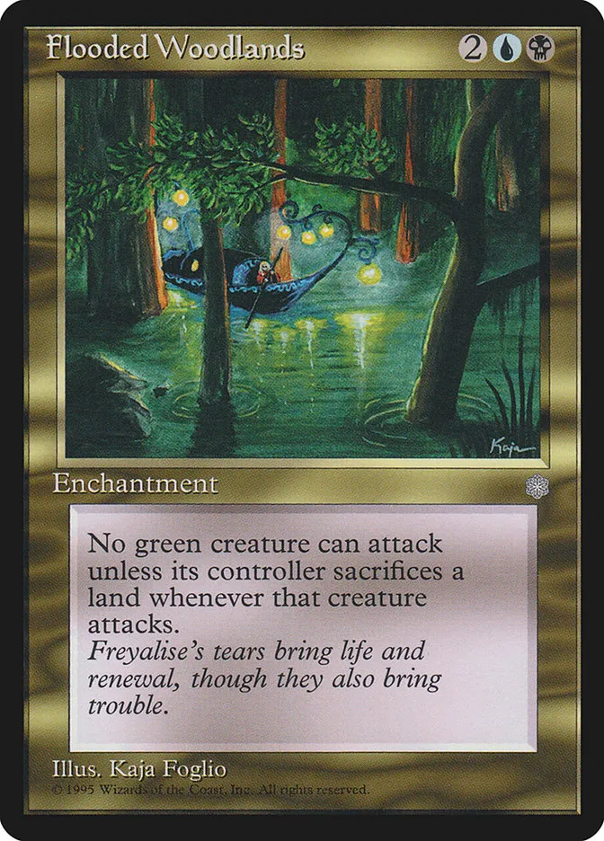 1995 Ice Age Flooded Woodlands rare #290 rare card image