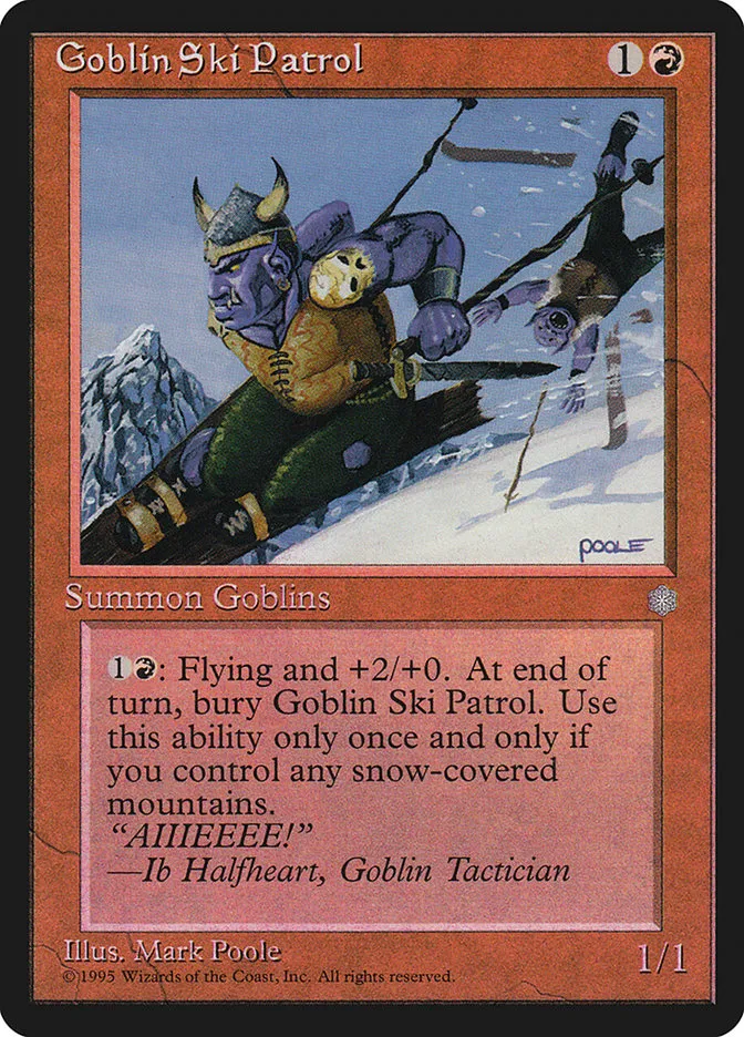 1995 Ice Age Goblin Ski Patrol common #190 common card image