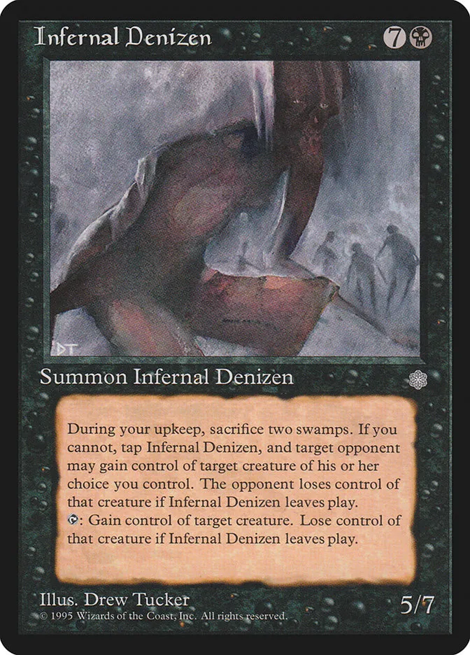 1995 Ice Age Infernal Denizen rare #136 rare card image