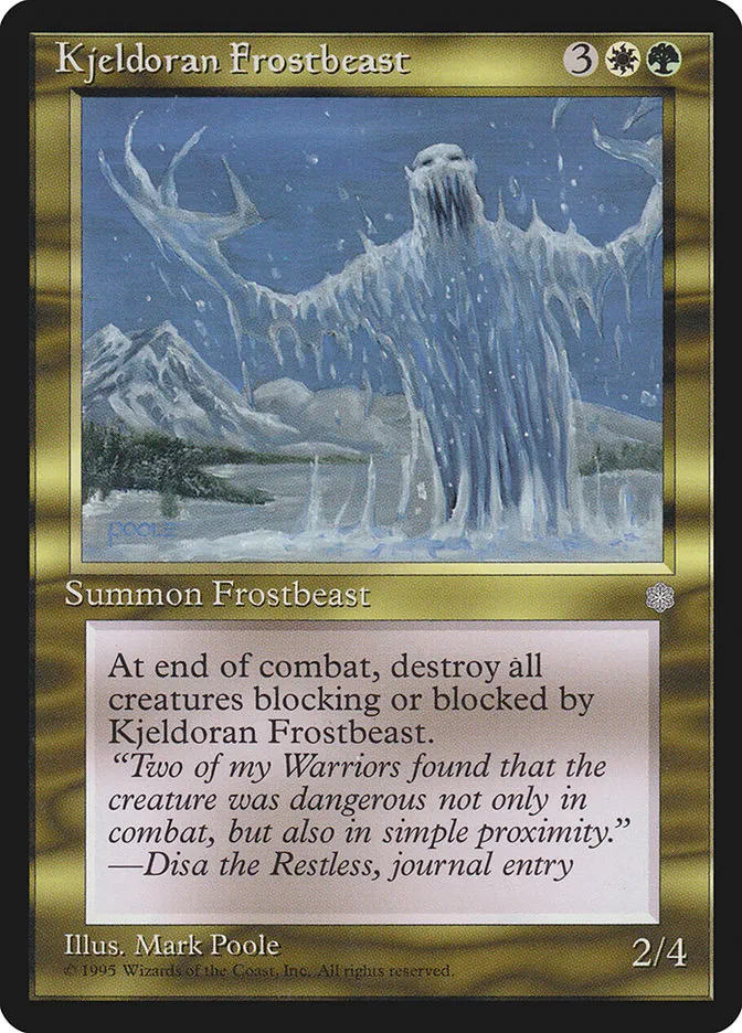 1995 Ice Age Kjeldoran Frostbeast #296 uncommon card image