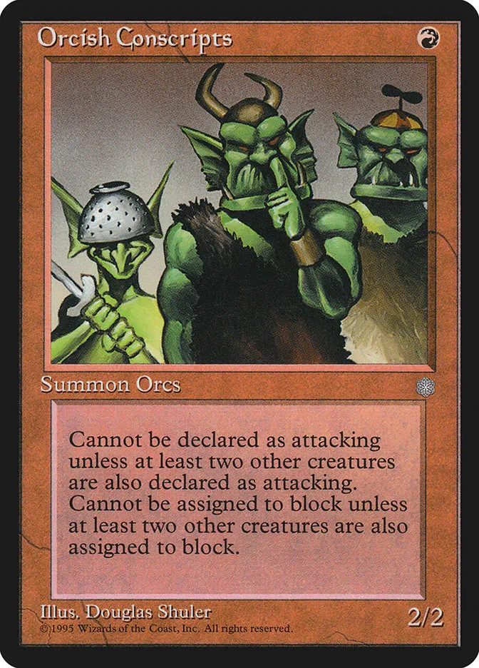 1995 Ice Age Orcish Conscripts common #206 common card image