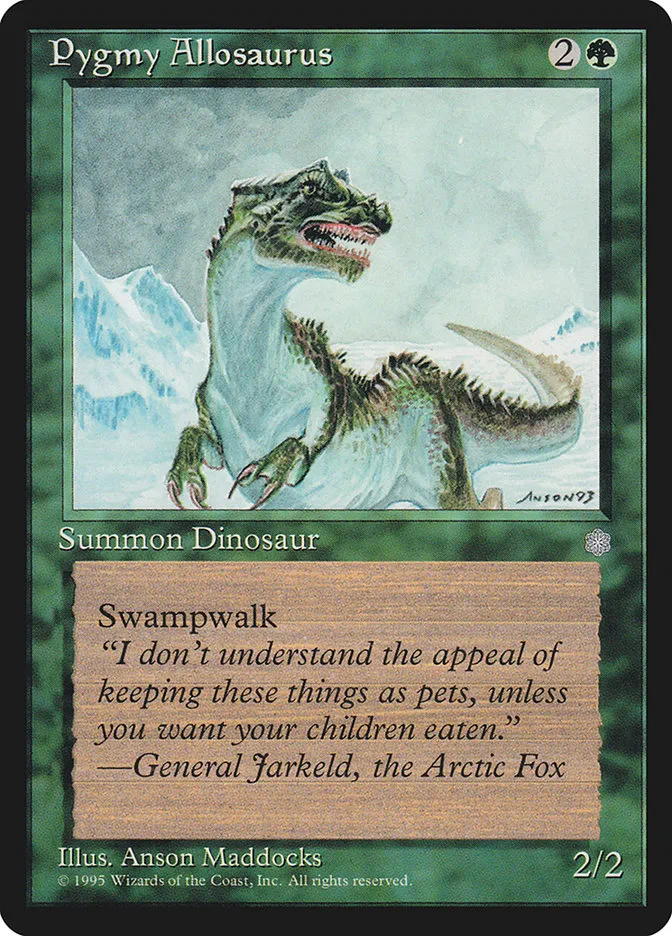 1995 Ice Age Pygmy Allosaurus #257 rare card image