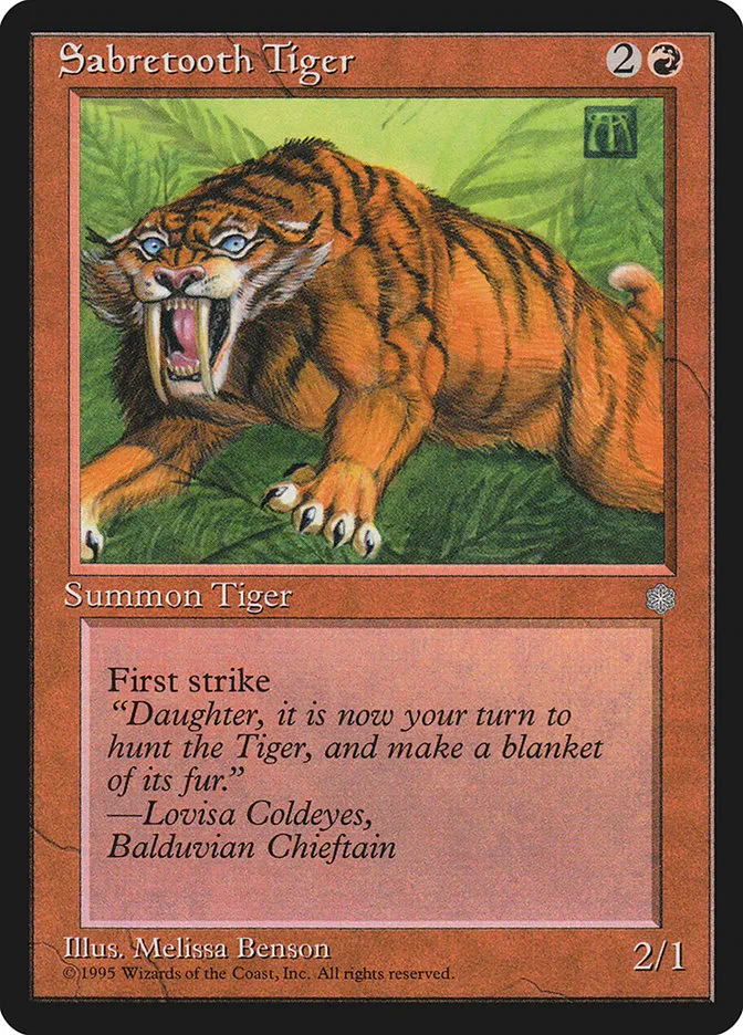 1995 Ice Age Sabretooth Tiger common #215 common card image