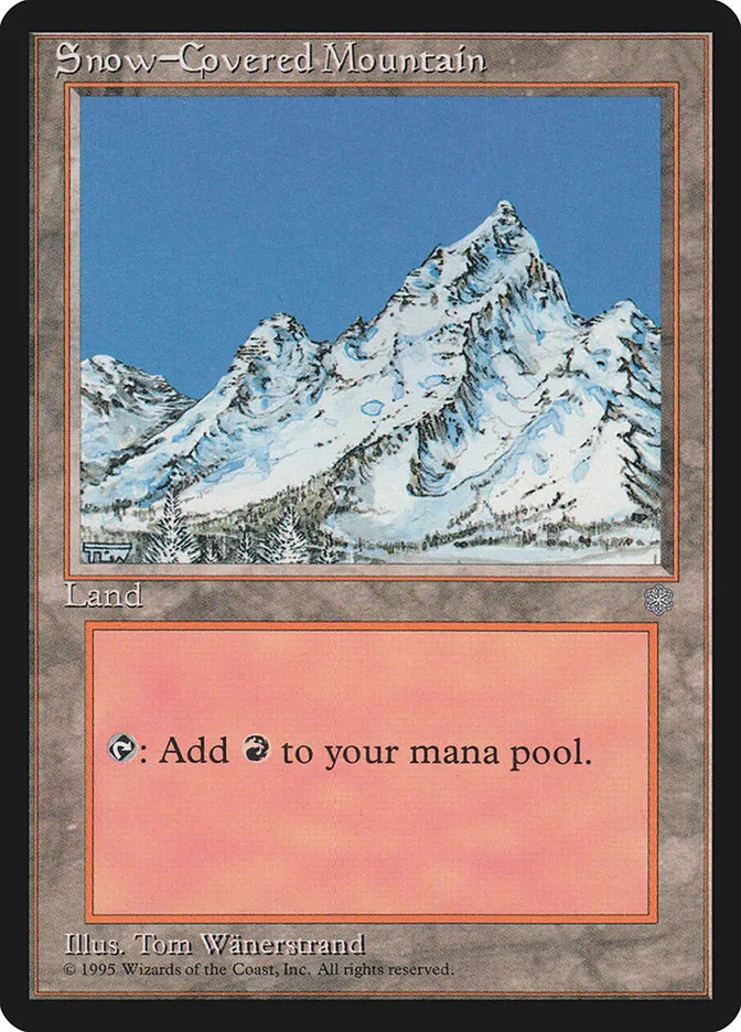 1995 Ice Age Snow-Covered Mountain common #379 common card image