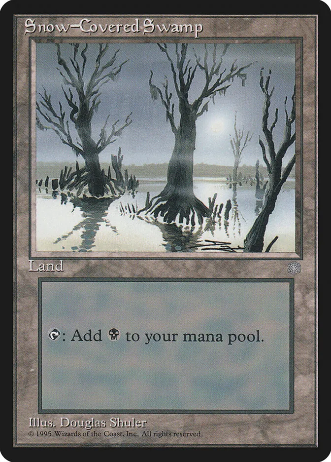 1995 Ice Age Snow-Covered Swamp common #372 common card image
