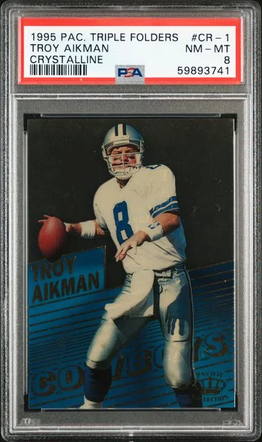 1995 Pacific Triple Folders Crystalline Troy Aikman #CR-1 card image