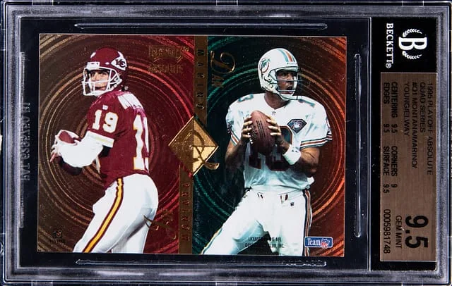 1995 Playoff Absolute Montana/Marino/Young/Elway Quad Series #Q1 card image