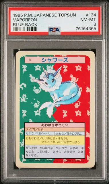 1995 Pokemon Japanese Topsun Blue Back Vaporeon #134 card image