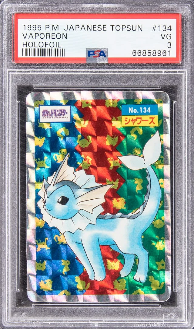 1995 Pokemon Japanese Topsun Holofoil Vaporeon #134 card image