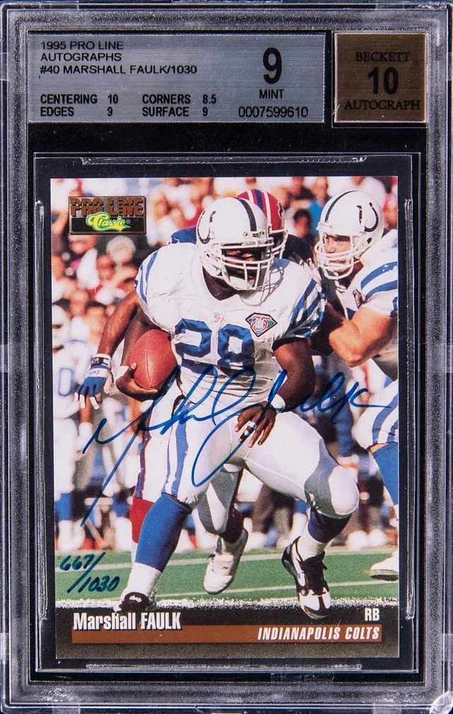 1995 Pro Line Autograph Marshall Faulk #40 card image