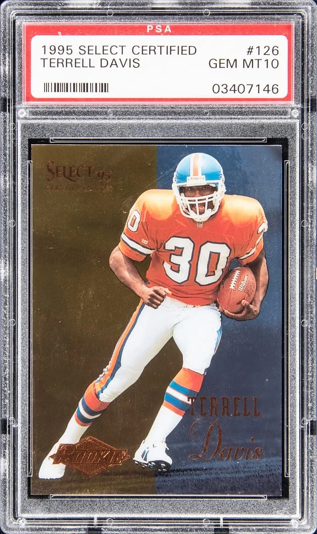 1995 Select Terrell Davis Certified #126 card image