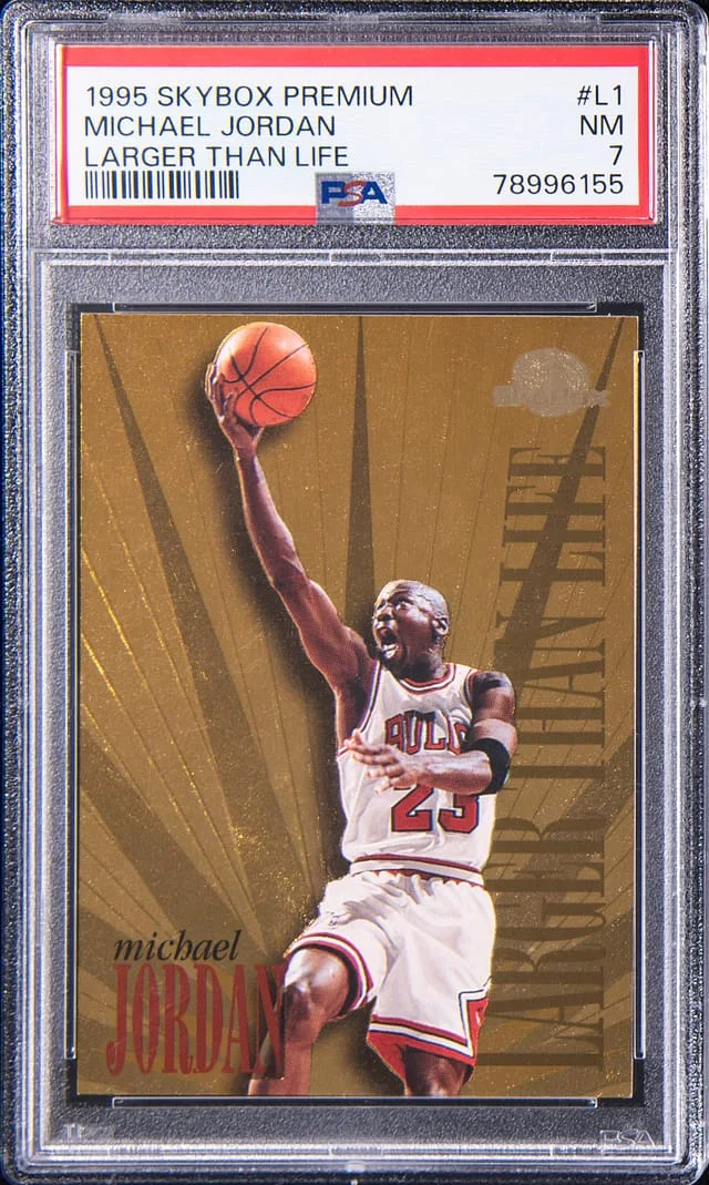 1995 SkyBox Premium Michael Jordan Larger Than Life #L1 card image