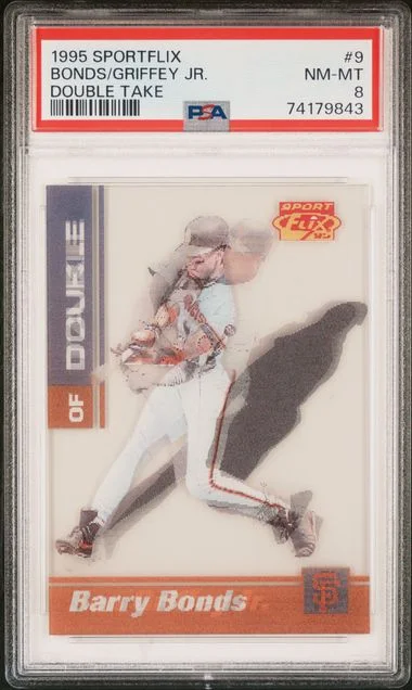 1995 Sportflix Double Take Barry Bonds/Ken Griffey Jr. #9 card image