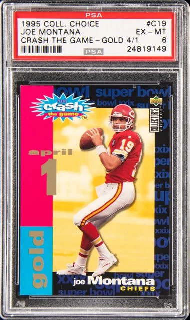 1995 Upper Deck Collector's Choice Joe Montana Crash The Game Gold April 1 #C19 card image