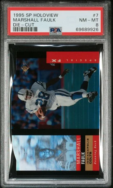 1995 Upper Deck SP Marshall Faulk Holoview Die-Cut #7 card image