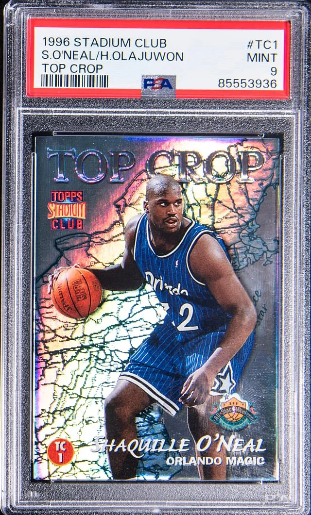 1996-96 Topps Stadium Club Shaquille O'Neal/Hakeem Olajuwon Top Crop #TC1 card image