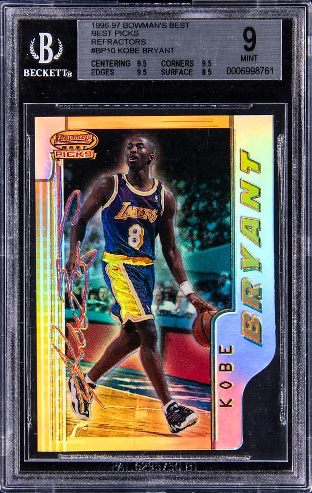 1996-97 Bowman Best Kobe Bryant Best Picks Refractor #BP10 card image