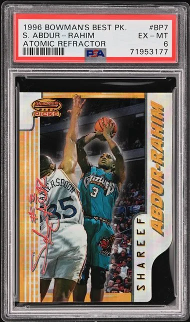 1996-97 Bowman Best Shareef Abdur-Rahim Picks Atomic Refractor #BP7 card image