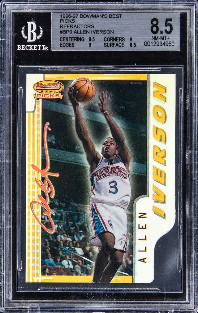 1996-97 Bowman's Best Allen Iverson Pick Refractors #BP9 card image