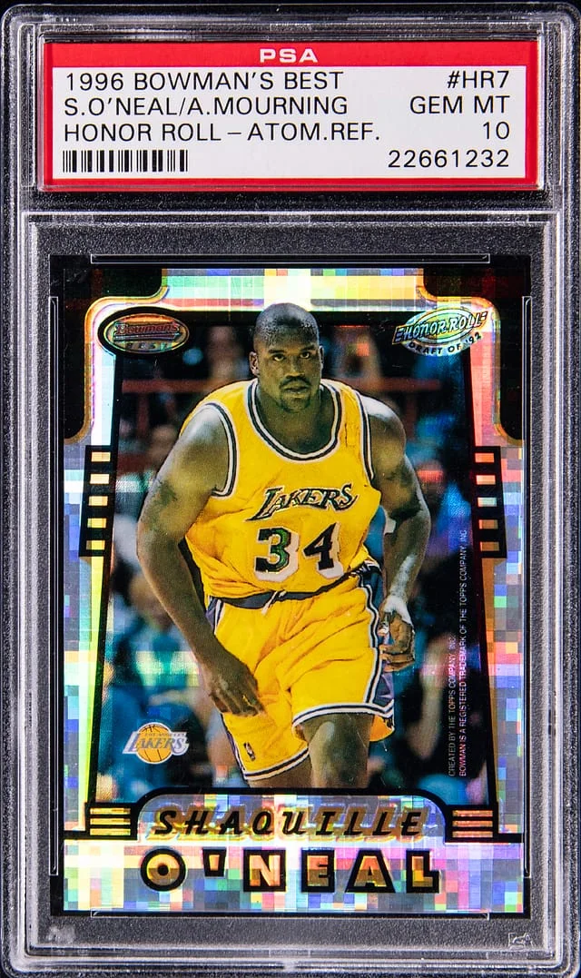 1996-97 Bowman's Best Shaquille O'Neal/Alonzo Mourning Honor Roll Atomic Refractor #HR7 card image
