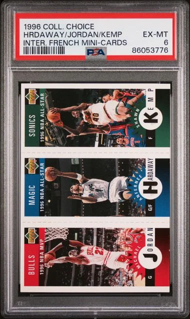 1996-97 Collector's Choice International French Mini Cards Anfernee Hardaway/Michael Jordan/Shawn Kemp #no-number card image