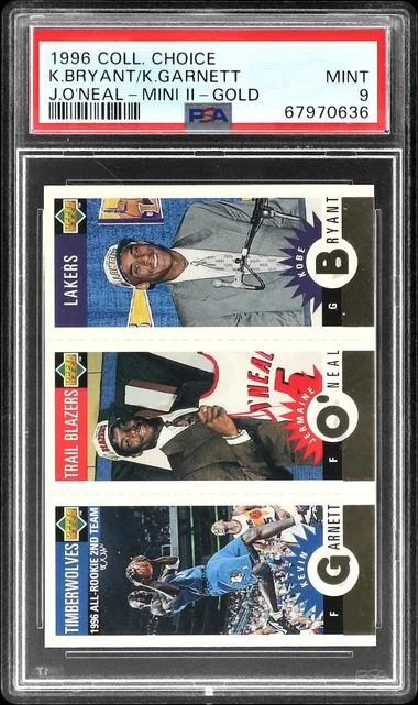 1996-97 Collector's Choice Mini II Gold Jermaine O'Neal/Kevin Garnett/Kobe Bryant #no-number card image