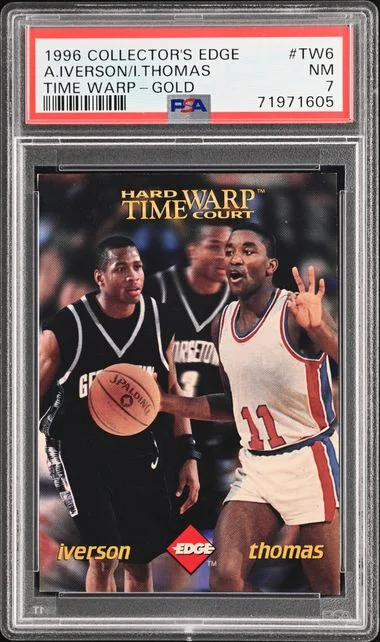 1996-97 Collector's Edge Time Warp Gold Allen Iverson/Isiah Thomas #TW6 card image