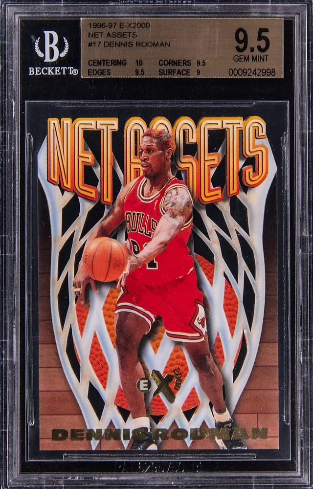 1996-97 E-X2000 Net Assets Dennis Rodman #17 card image