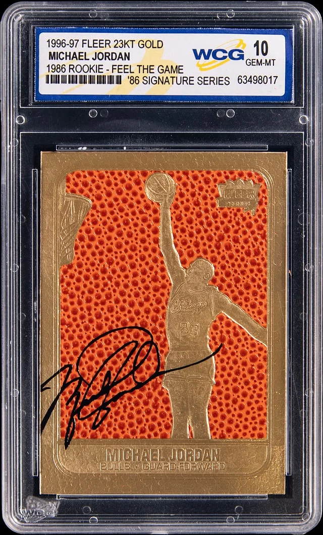 1996-97 Fleer Gold Feel The Game Michael Jordan - WCG GEM-MT 10 Premier #23KT card image