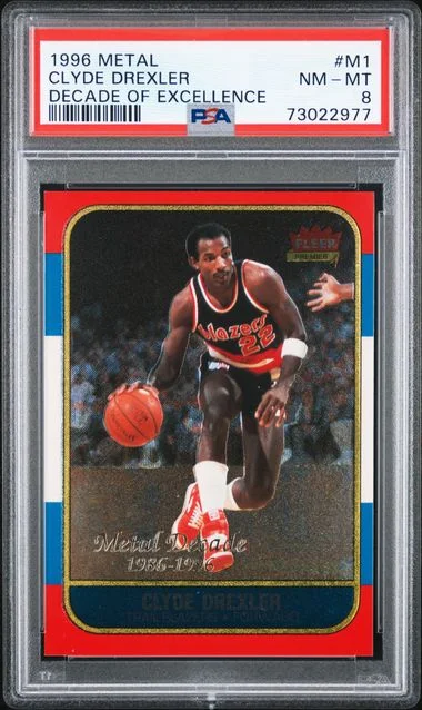 1996-97 Fleer Metal Clyde Drexler Decade Of Excellence #M1 card image