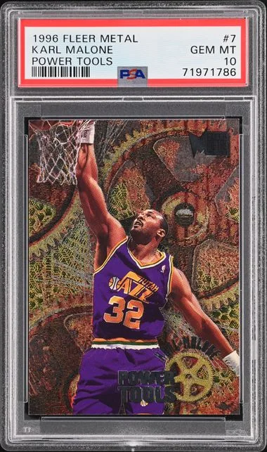 1996-97 Fleer Metal Karl Malone Power Tools #7 card image
