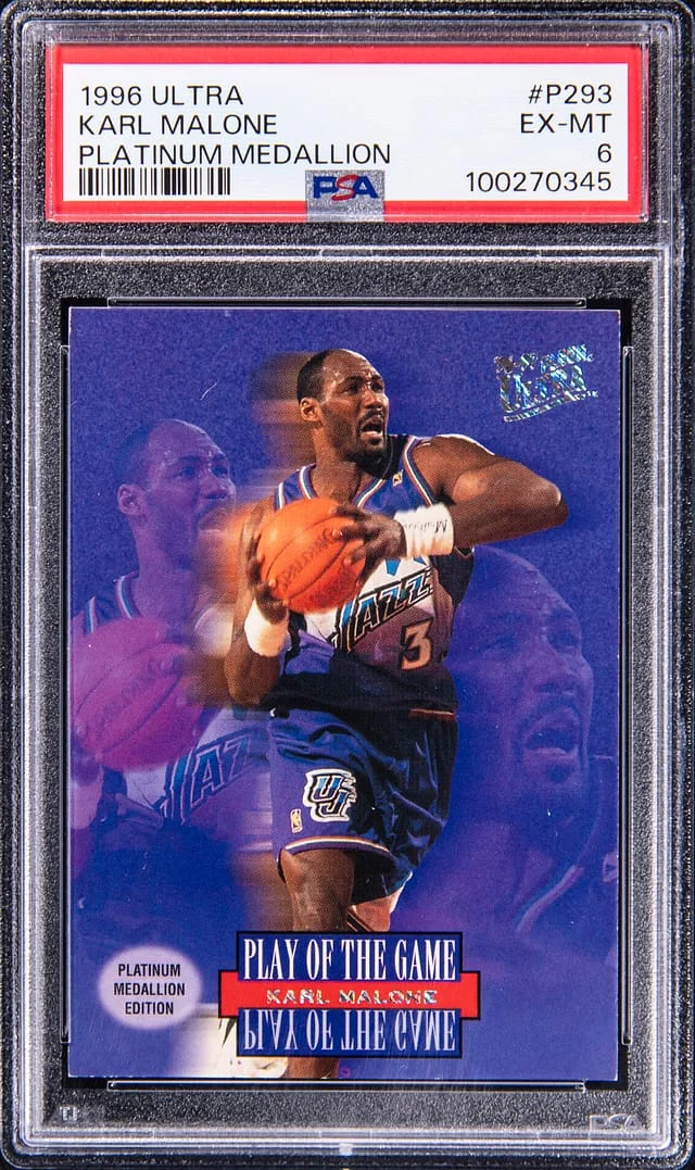 1996-97 Fleer Ultra Karl Malone Platinum Medallion #P-293 card image