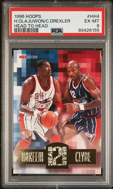 1996-97 Hoops Clyde Drexler/Hakeem Olajuwon Head To Head #HH4 card image