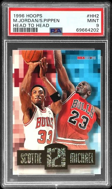 1996-97 Panini Hoops Michael Jordan/Scottie Pippen Head To Head #HH2 card image