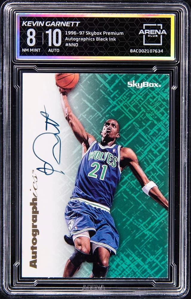1996-97 SkyBox Premium Autographics Black Ink Kevin Garnett #no-number card image