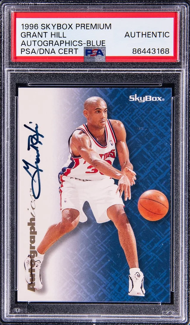 1996-97 SkyBox Premium Autographics Blue Grant Hill #no-number card image