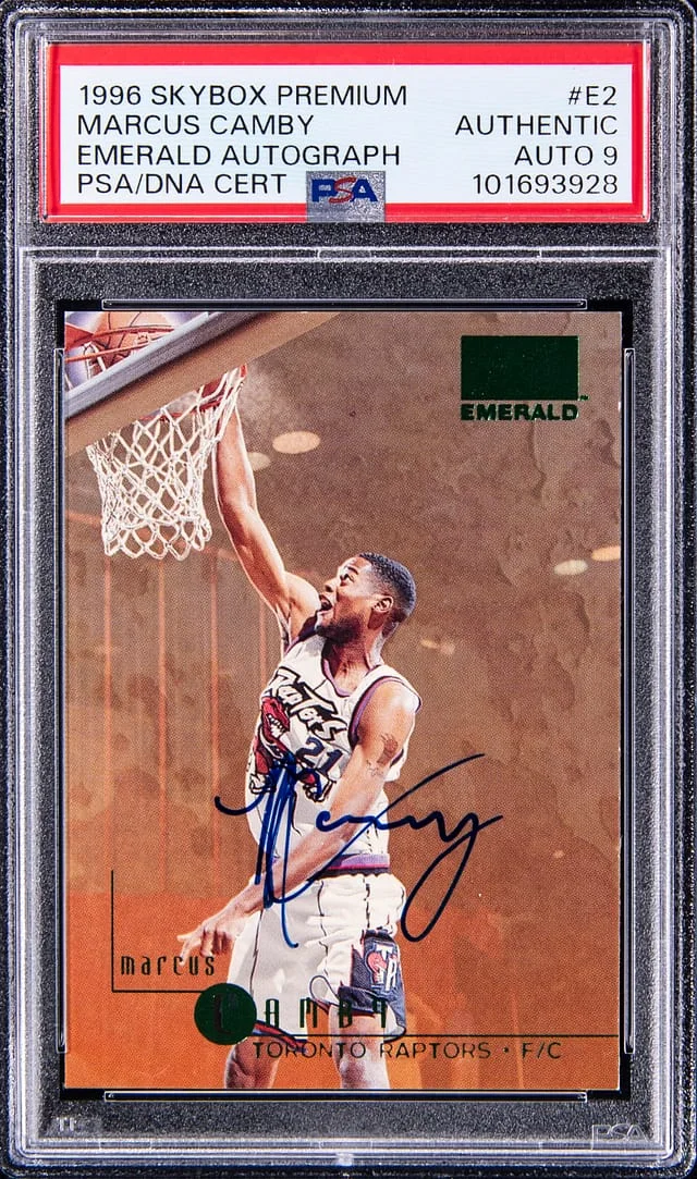 1996-97 SkyBox Premium Marcus Camby Emerald Autograph #E2 card image