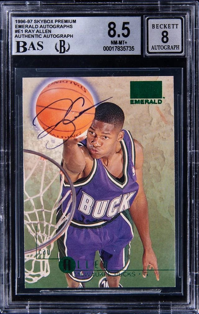 1996-97 SkyBox Premium Ray Allen Emerald Autographs #E1 card image