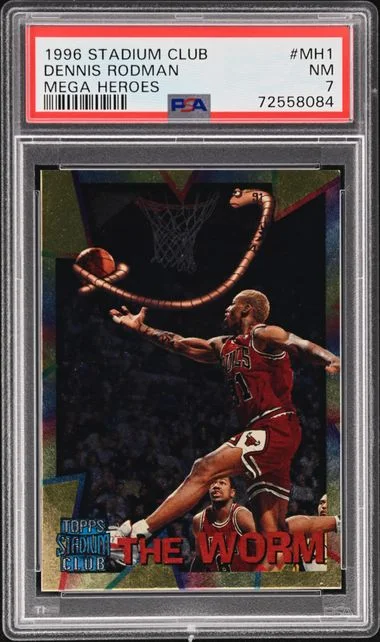1996-97 Stadium Club Dennis Rodman Mega Heroes #MH1 card image