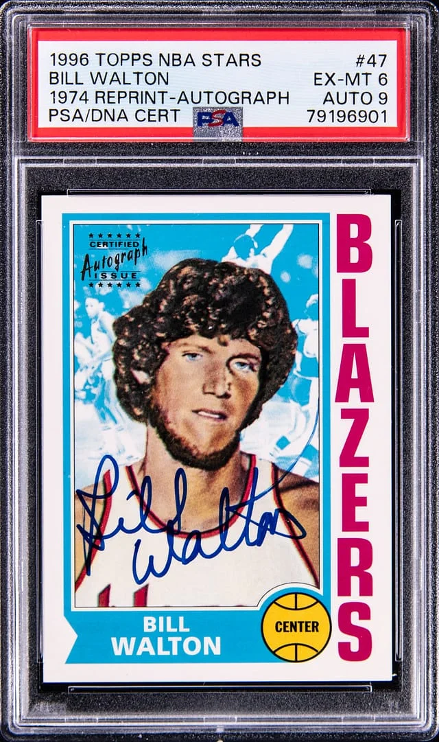 1996-97 Topps Bill Walton NBA Stars 1974 Reprint Autographj #47 card image