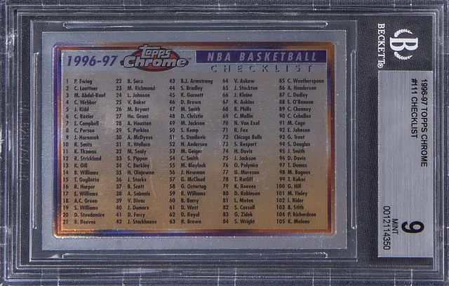 1996-97 Topps Chrome Checklist #111 card image