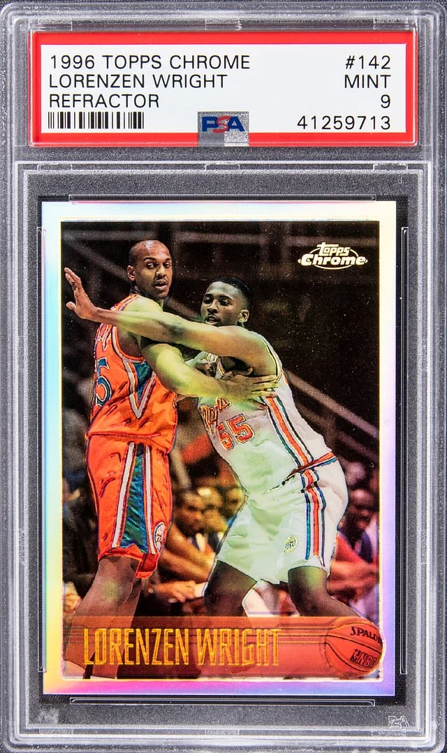 1996-97 Topps Chrome Lorenzen Wright Refractor #142 card image